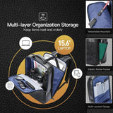 Large-capacity Business Laptop Backpack with Usb & Type-c Port - Black First-layer Cowhide - Rear View