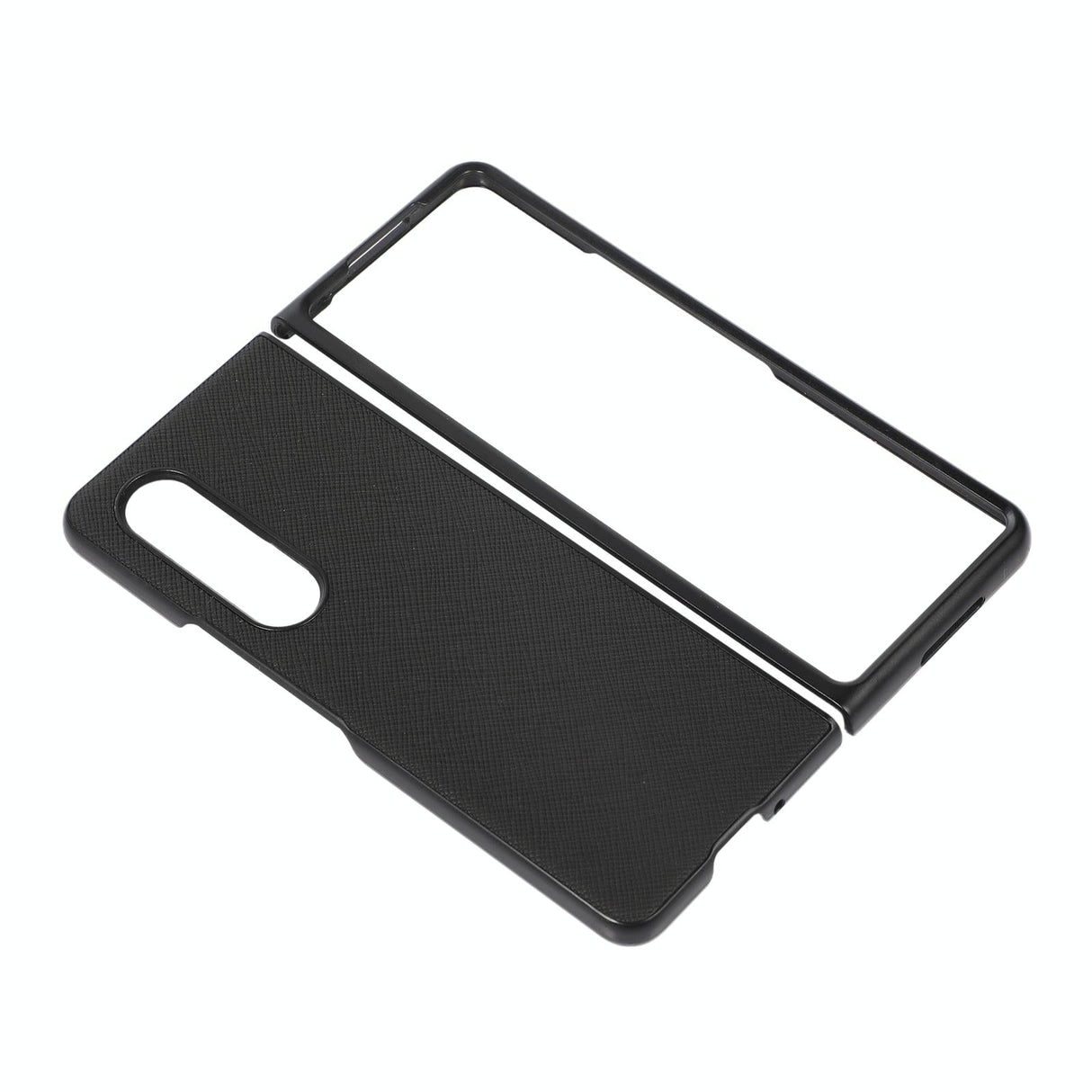 For Samsung Galaxy Z Fold4 5G Fold 4 Cross Texture Pu Leather Case - Black