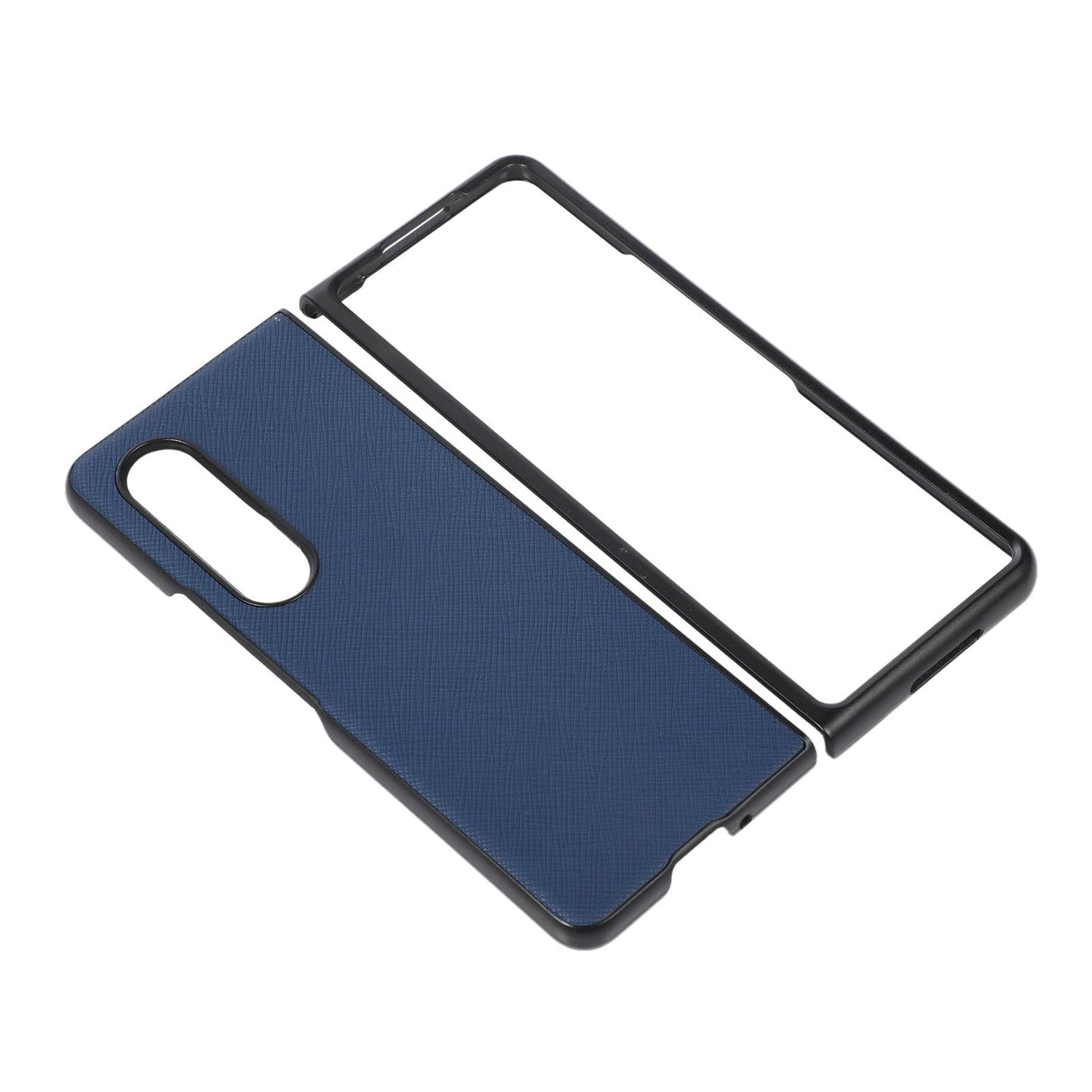 For Samsung Galaxy Z Fold4 5G Fold 4 Cross Texture Pu Leather Case - Black