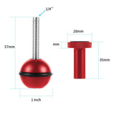 Adjustable Ball Head Adapter for Underwater Photography Lights - 1/4 Inch Red - Front View