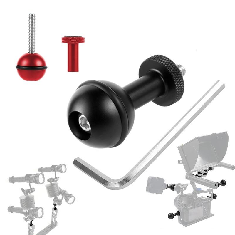 Adjustable Ball Head Adapter for Underwater Photography Lights - 1/4 Inch Red