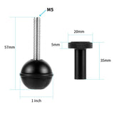 Adjustable Ball Head Adapter for Underwater Photography Lights - 1/4 Inch Red - Low Angle