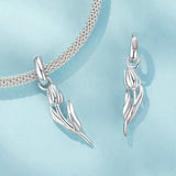 925 Sterling Silver Romantic Tulip Beaded Pendant In - 45-Degree Angle