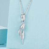 925 Sterling Silver Romantic Tulip Beaded Pendant In - Rear View