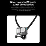 Versatile Magnetic Neck Holder for Phones and Action Cameras - Black - 45-Degree Angle