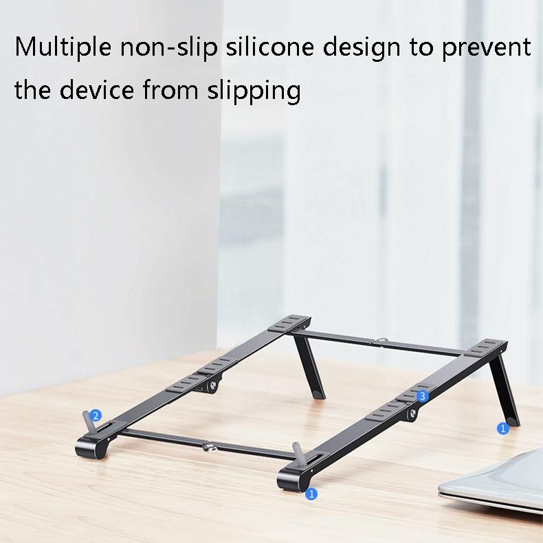 Portable Aluminum Notebook Stand - Compact Cooling Bracket - Grey