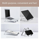 Portable Aluminum Notebook Stand - Compact Cooling Bracket - Grey - Low Angle