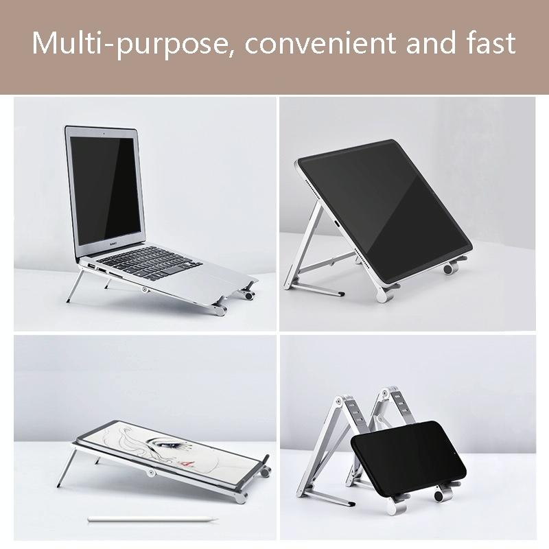 Portable Aluminum Notebook Stand - Compact Cooling Bracket - Grey