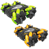 Double-sided Flip Drift Remote Control Toy Stunt Car for Children - Black Green - Side View