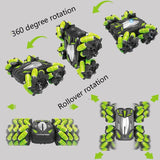 Double-sided Flip Drift Remote Control Toy Stunt Car for Children - Black Green - Rear View