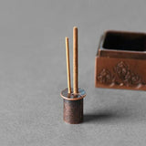 Zen Tea Room Incense Burner - Antique Bronze - Red Copper - Top-Down View