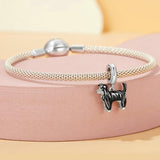925 Sterling Silver Gold Plated Border Collie Bracelet - 45-Degree Angle