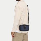Waterproof Mini Crossbody Bag For Men Oxford Cloth Design - Black - Top-Down View