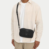 Waterproof Mini Crossbody Bag For Men Oxford Cloth Design - Black - Extra Image