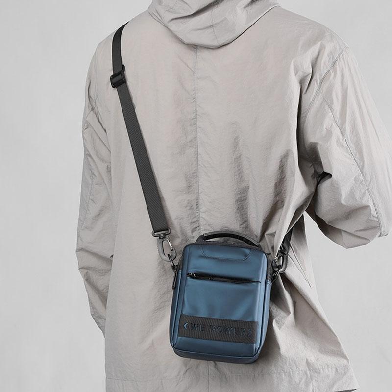 Men Messenger Bag - Wear As Belt Shoulder Or Handheld Bag - Black