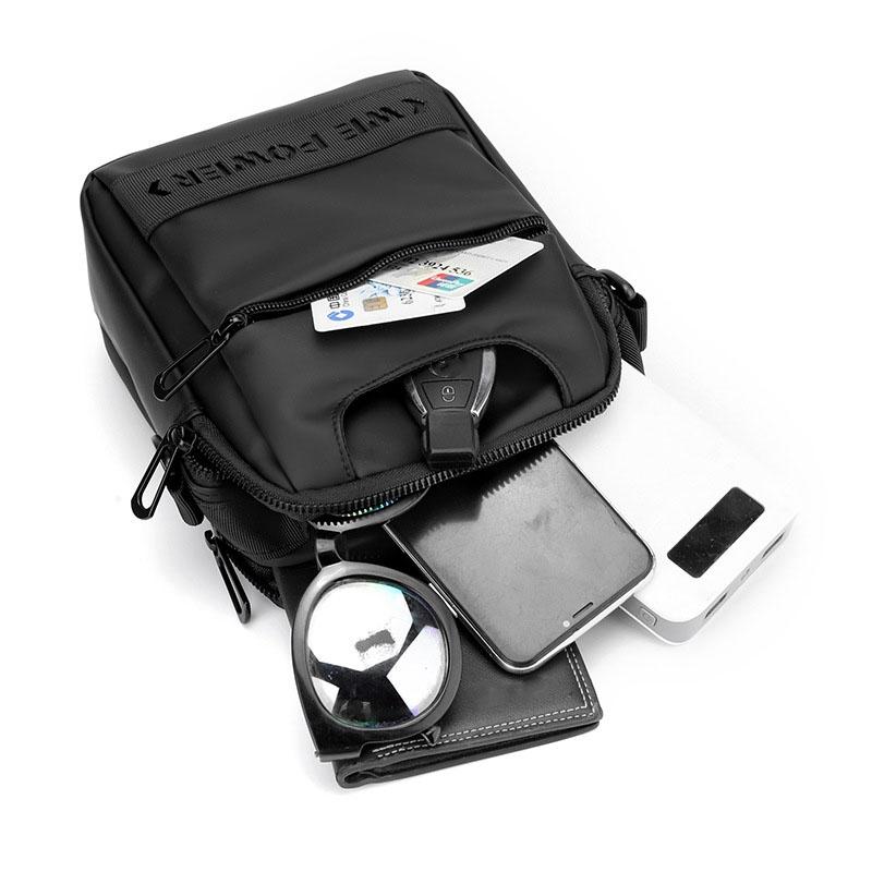 Men Messenger Bag - Wear As Belt Shoulder Or Handheld Bag - Black