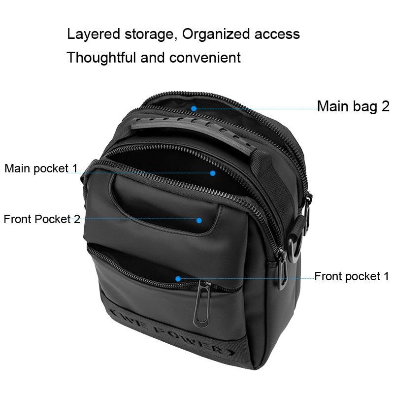 Men Messenger Bag - Wear As Belt Shoulder Or Handheld Bag - Black
