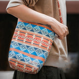 Retro National Canvas Barrel Bag Dual Use Color