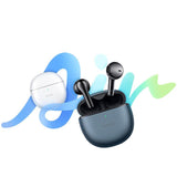 Wireless Dual Mic Tws Air Earphones with Noise Reduction - White - Side View