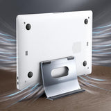 Grey H-type Alloy Laptop Storage Rack - Automatic Gravity - Side View