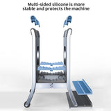 Grey H-type Alloy Laptop Storage Rack - Automatic Gravity - Close-Up Angle