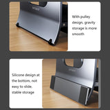 Grey H-type Alloy Laptop Storage Rack - Automatic Gravity - Low Angle
