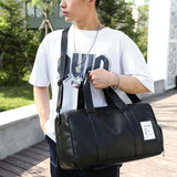 Compact Travel Bag with Shoe Storage - Black - Top-Down View