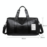 Compact Travel Bag with Shoe Storage - Black - 45-Degree Angle