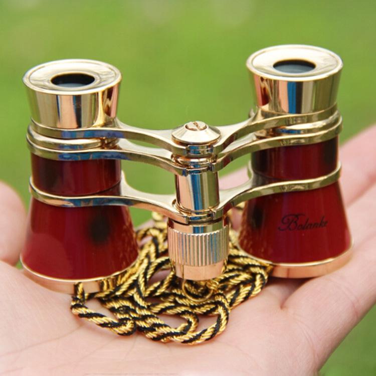 Chrome Double Cylinder Telescope with Handle - 3 x 25 Lady - Wine Red