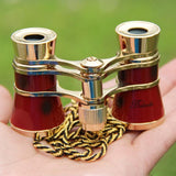 Chrome Double Cylinder Telescope with Handle - 3 x 25 Lady - Wine Red - Extra Image