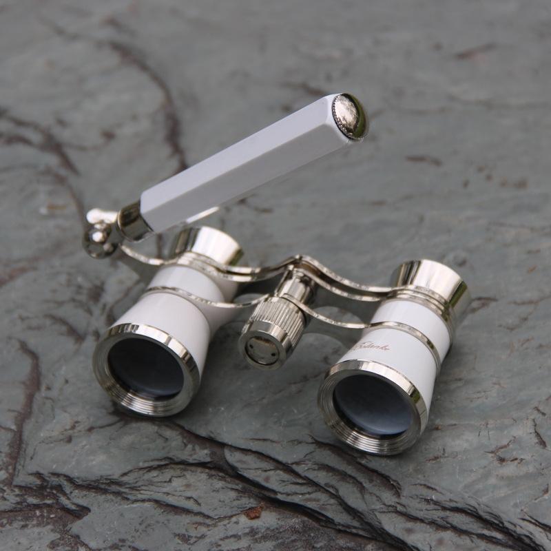 Chrome Double Cylinder Telescope with Handle - 3 x 25 Lady - Wine Red