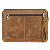 14.2 Inch Leather Laptop Sleeve for Macbook Pro - Black - Brown - Front View