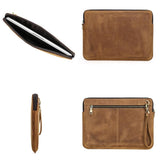 14.2 Inch Leather Laptop Sleeve for Macbook Pro - Black - Brown - Top-Down View