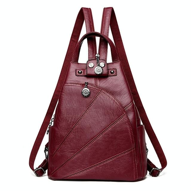 Women Leather Backpack - Secure & Stylish - Black