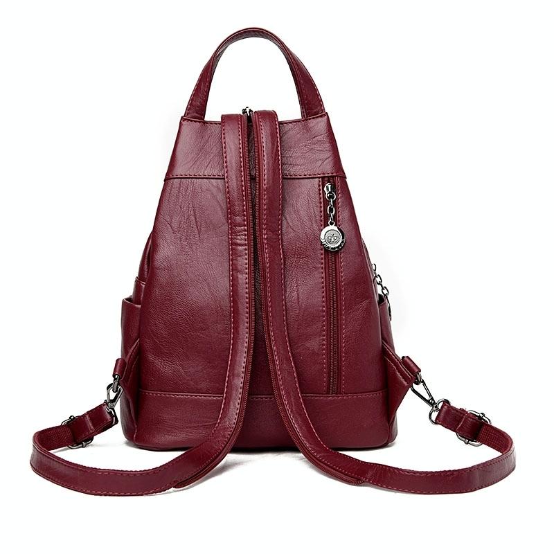 Women Leather Backpack - Secure & Stylish - Black