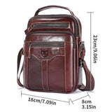 Large Capacity Retro Cowhide Crossbody Bag - Black