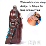 Large Capacity Retro Cowhide Crossbody Bag - Black - Rear View