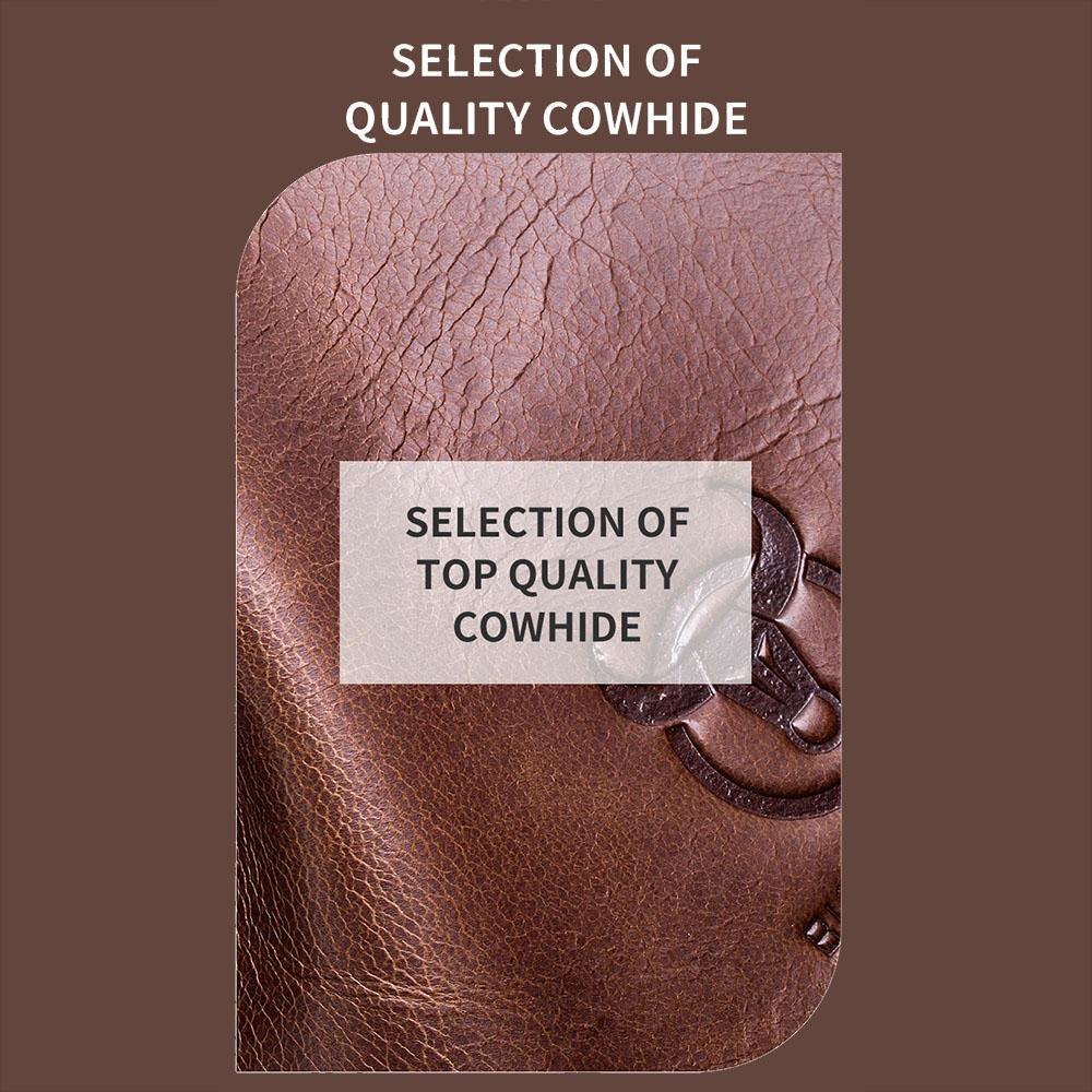 Large Capacity Retro Cowhide Crossbody Bag - Black