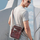 Large Capacity Retro Cowhide Crossbody Bag - Black - Extra Image