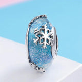 925 Sterling Silver Seasonal Glass Bead Bracelet Charms - Navy Blue - Front View