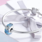 925 Sterling Silver Seasonal Glass Bead Bracelet Charms - Navy Blue - Side View