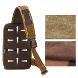 Retro Waxed Canvas Chest Bag Large Capacity Shoulder Crossbody Bag For Men - Grey - Top-Down View
