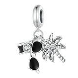 925 Sterling Silver Coconut Tree Camera Pendant Bracelet - Front View