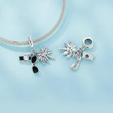 925 Sterling Silver Coconut Tree Camera Pendant Bracelet - Top-Down View