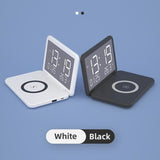 Foldable Desk Calendar Clock With Wireless Charger & Alarm - Black - Side View