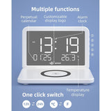 Foldable Desk Calendar Clock With Wireless Charger & Alarm - Black - 45-Degree Angle