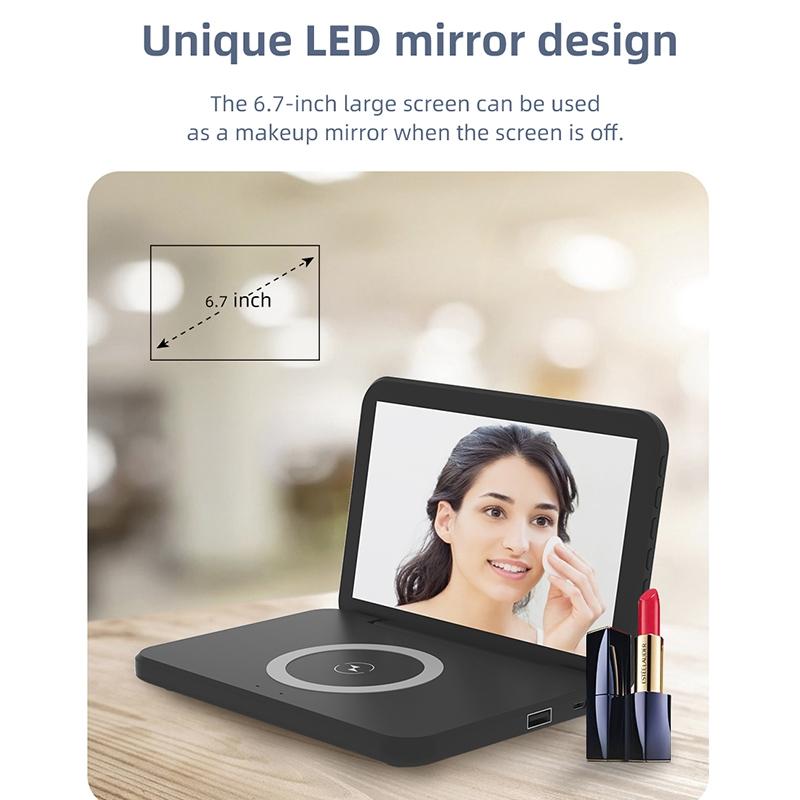 Foldable Desk Calendar Clock With Wireless Charger & Alarm - Black