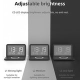 Foldable Desk Calendar Clock With Wireless Charger & Alarm - Black