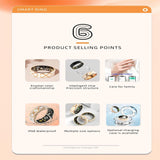 Smart Ring With Heart Rate Blood Oxygen Sleep Monitoring - Rose Gold Size 7 - Low Angle