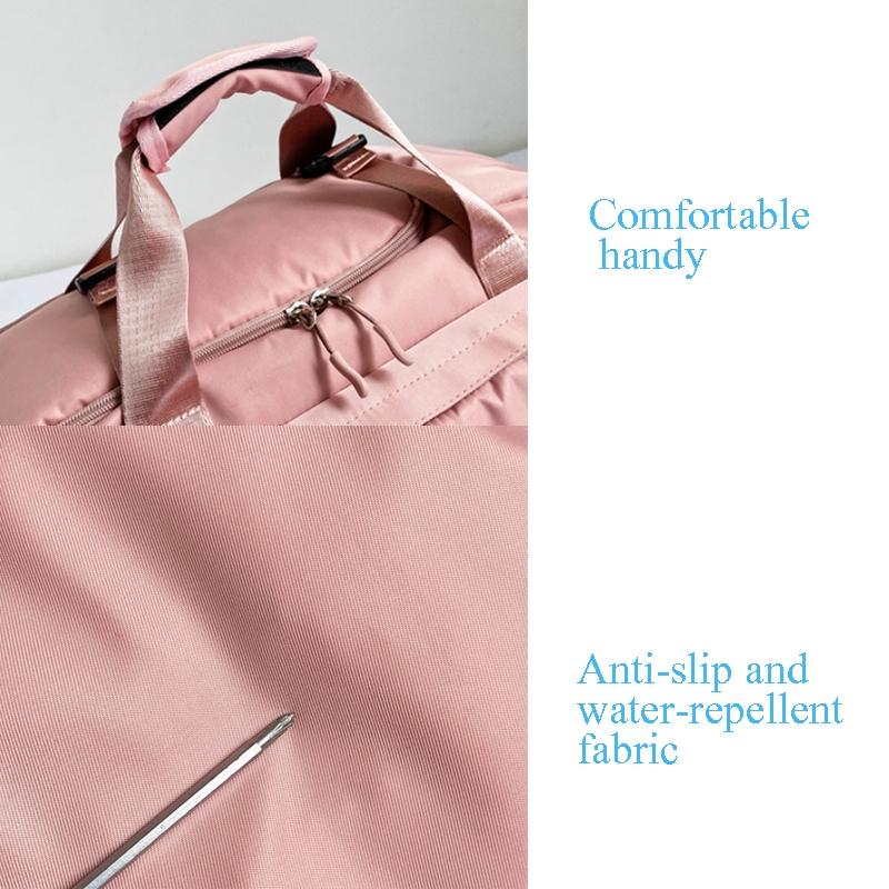 Large Capacity Sports Bag With Wet / Dry Separation - Pink White